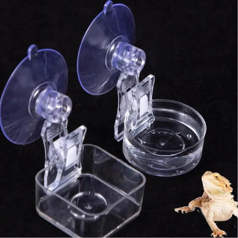 Reptile Suction Cup Feeder Bowl for Gecko Lizard Frog & Snake Reptile Feeder Bowl QXL