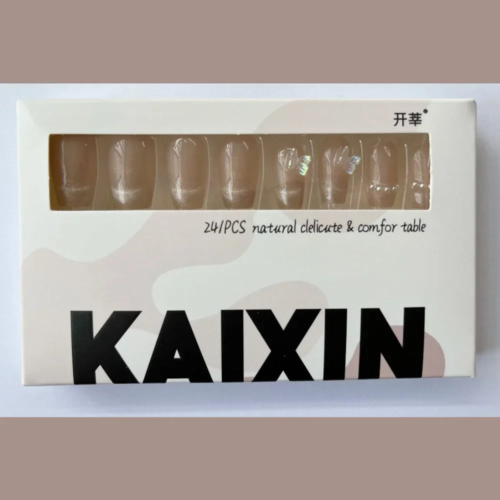 Cat's Eye French Press-On Nails 24pc | Square Full Cover Set Press-On Nails QXL