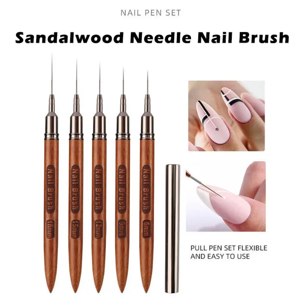 Sandalwood Nail Liner Brush | Fine Nail Art Detail 6–18mm Nail Art Liner Brush QXL