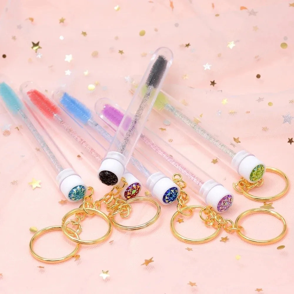 Reusable Mascara Wand & Eyelash Brush with Keychain Tube Case Eyelash Brush Set QXL