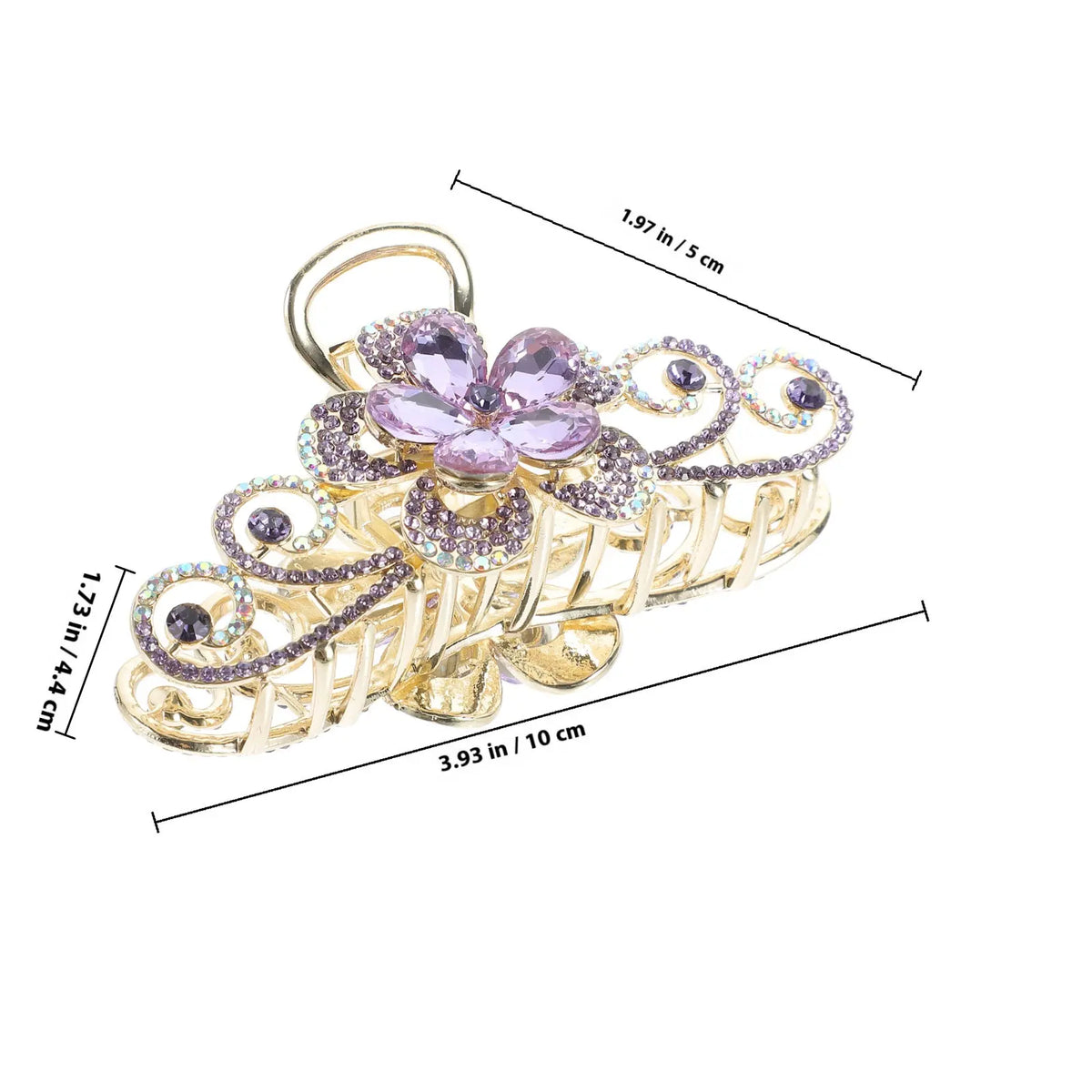 Large Rhinestone Flower Claw Clip | Alloy Hair Jaw Clip Rhinestone Hair Clip QXL