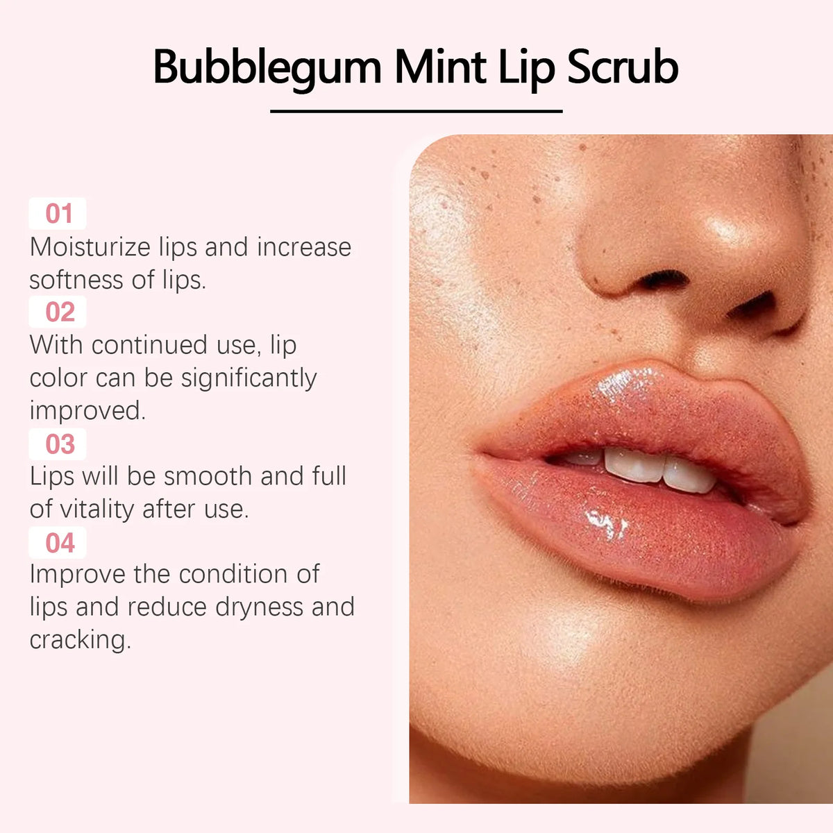 Strawberry Mint Sea Salt Lip Scrub | Exfoliate & Smooth Lips Lip Exfoliator Scrub QXL