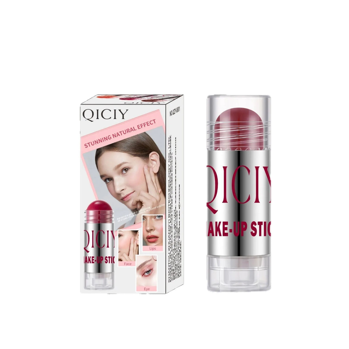 Natural Solid Blush Stick | 3-in-1 Matte Blush, Lip & Highlight Solid Blush Stick QXL