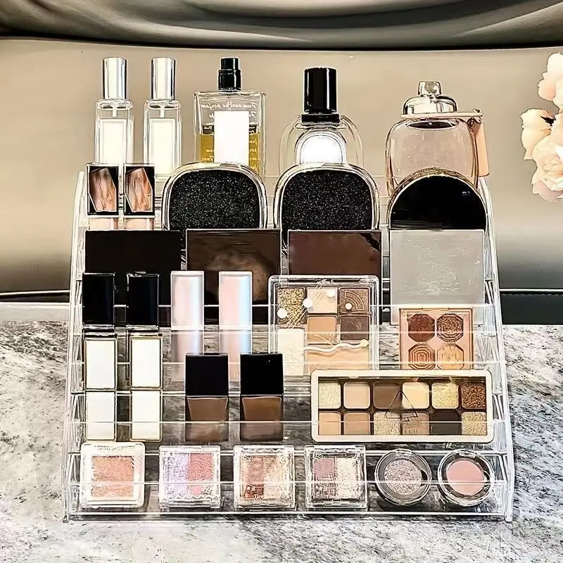 Multi-Layer Transparent Makeup Organizer & Cosmetic Rack Makeup Storage Rack QXL
