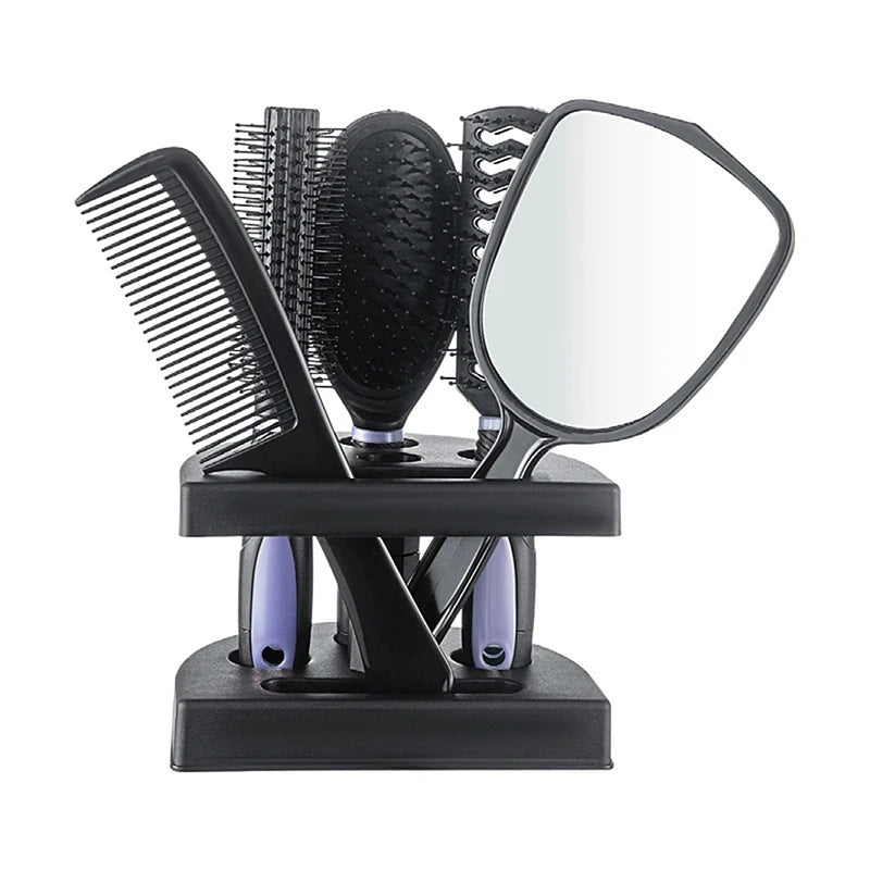 5-Piece Air Cushion Mirror Comb Set | Curly & Straight Hair Hair Comb Set QXL Purple