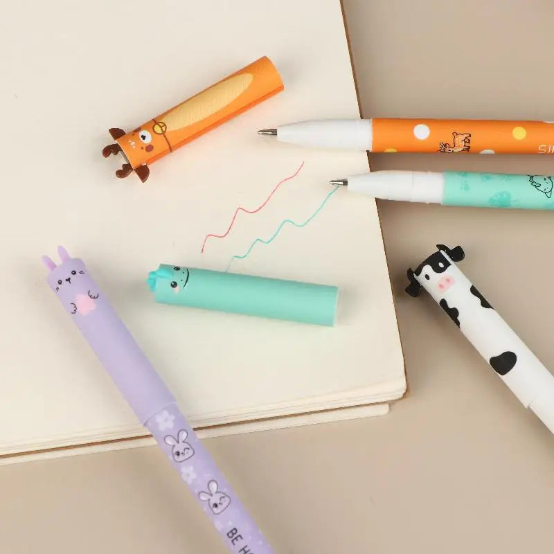 8-Pack Cartoon Animal Erasable Gel Pens | 0.5mm Colorful Ink Erasable Gel Pens QXL