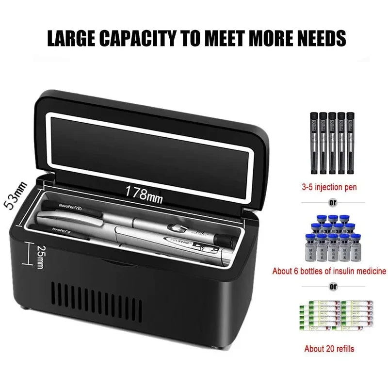 Portable Medicine Cooler Box | 7800mAh Battery, USB, Travel Medicine Cooler Box QXL