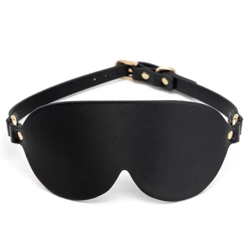 Black PU Leather Eye Mask | Adjustable Gold Buckle Sleep Mask Sleep Eye Mask QXL