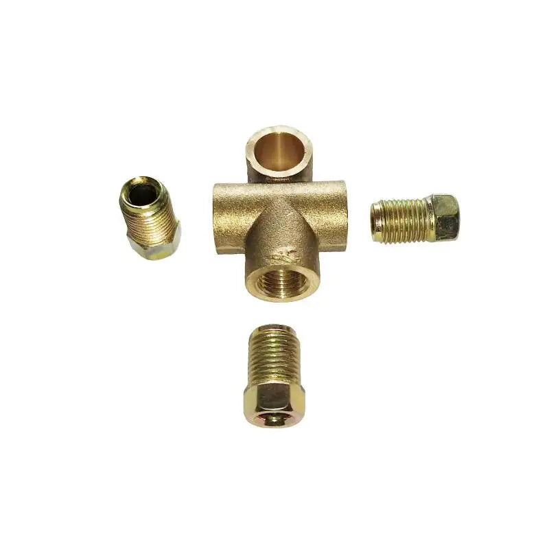 3-Way Brass Brake Tee Connector 3/16" M10 Pipe Fitting Brake Pipe Fitting QXL