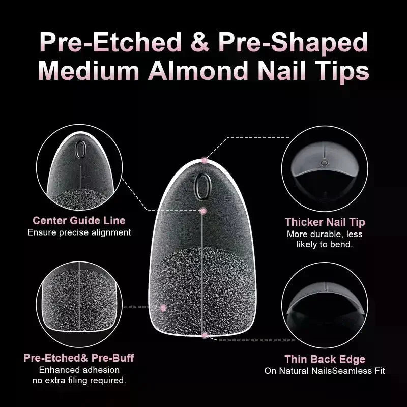 240-Pc Soft Gel Nail Tips | Almond Coffin Stiletto Full Cover Soft Gel Nail Tips QXL