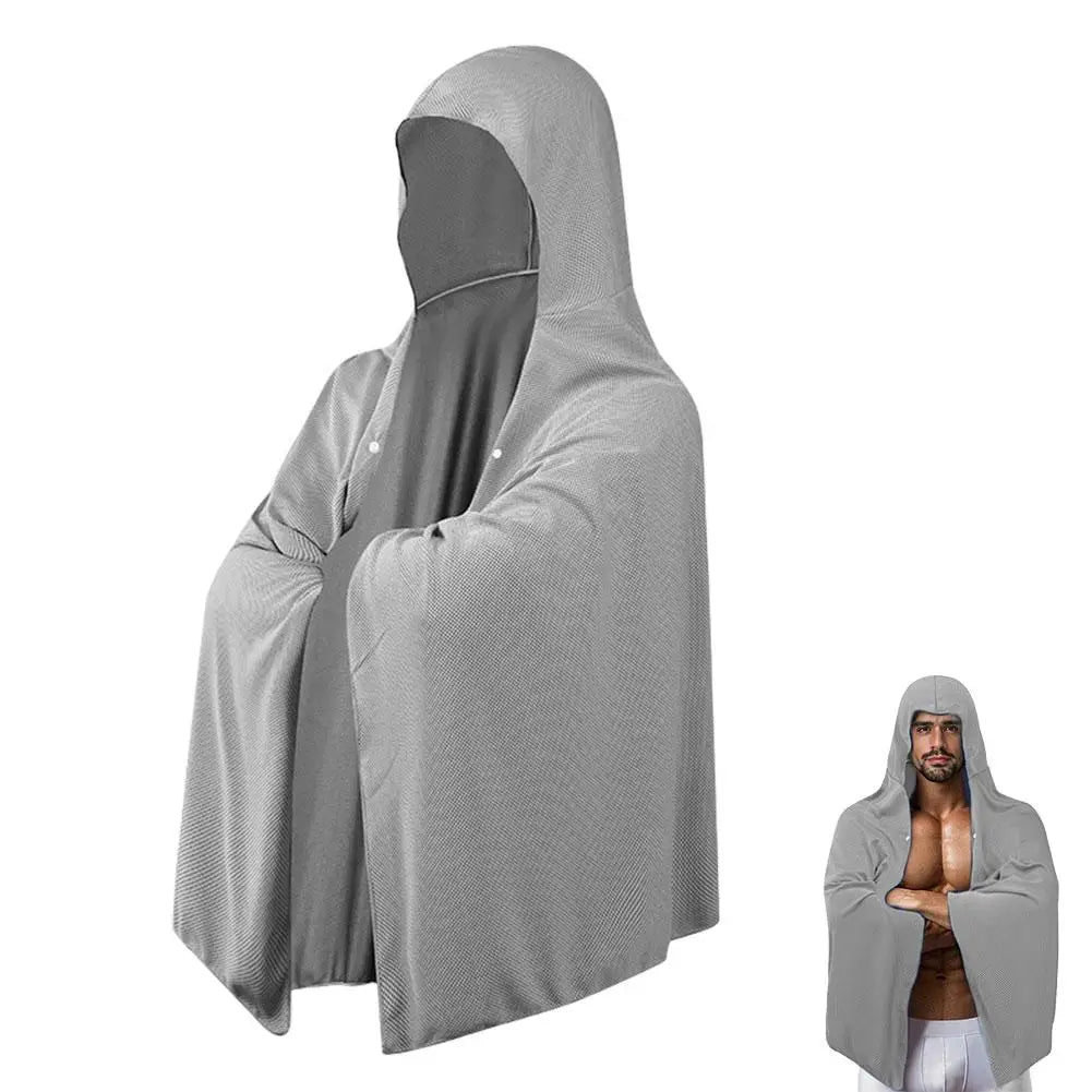 Hooded Cooling Poncho | UV Protection Outdoor Beach Wrap Cooling Poncho QXL Gray