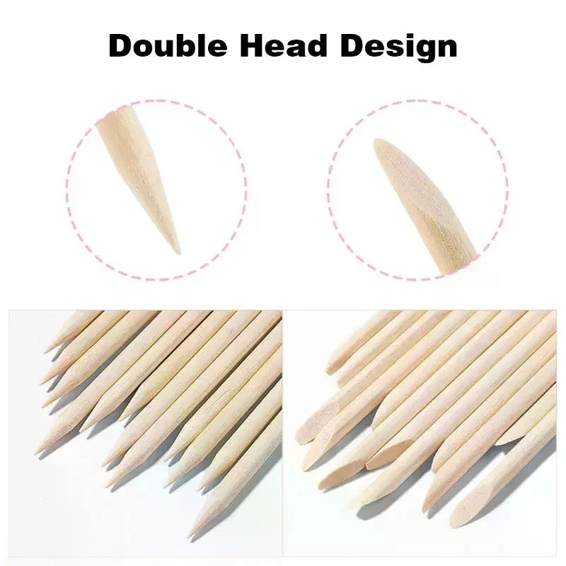 100-Pack Dual-Tip Wood Cuticle Sticks | Manicure Tool Set Wood Cuticle Sticks QXL