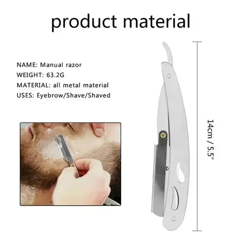 Men's Straight Folding Razor | Stainless Steel Barber Shaver Straight Folding Razor QXL