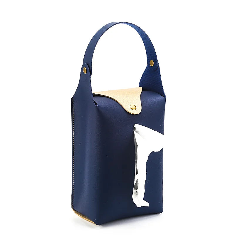 PU Leather Hanging Tissue Holder | Car, Bathroom & Office Car Tissue Holder QXL Blue