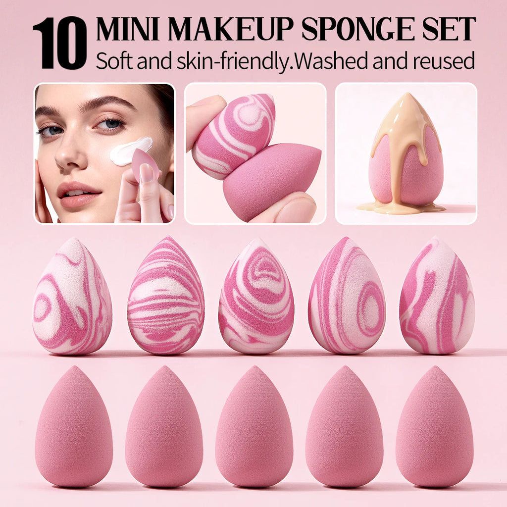 10-Pack Mini Pink Teardrop Makeup Sponges – KOSSHOW Makeup Sponge Set QXL Pink