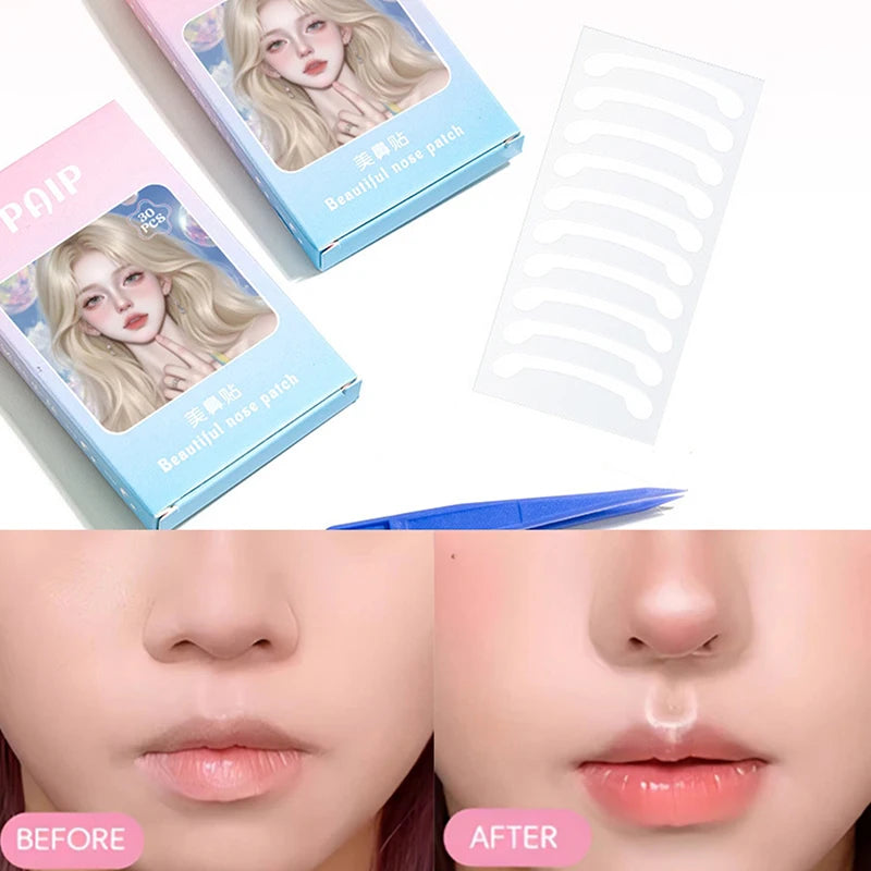 30-Pack Invisible Nose Slimming Stickers with Tweezers Nose Shaping Stickers QXL