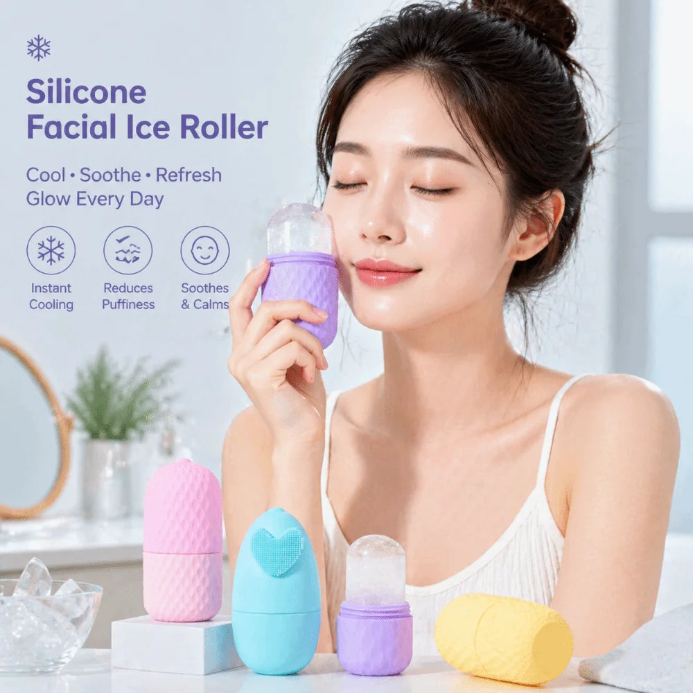 Silicone Ice Face Roller – Cooling De-Puffing Facial Massage Ice Face Roller QXL