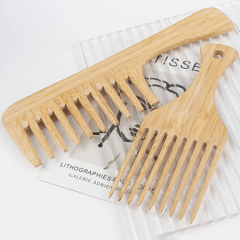 Bamboo Wide-Tooth Hair Comb | Antistatic Detangling Tool Bamboo Hair Comb QXL