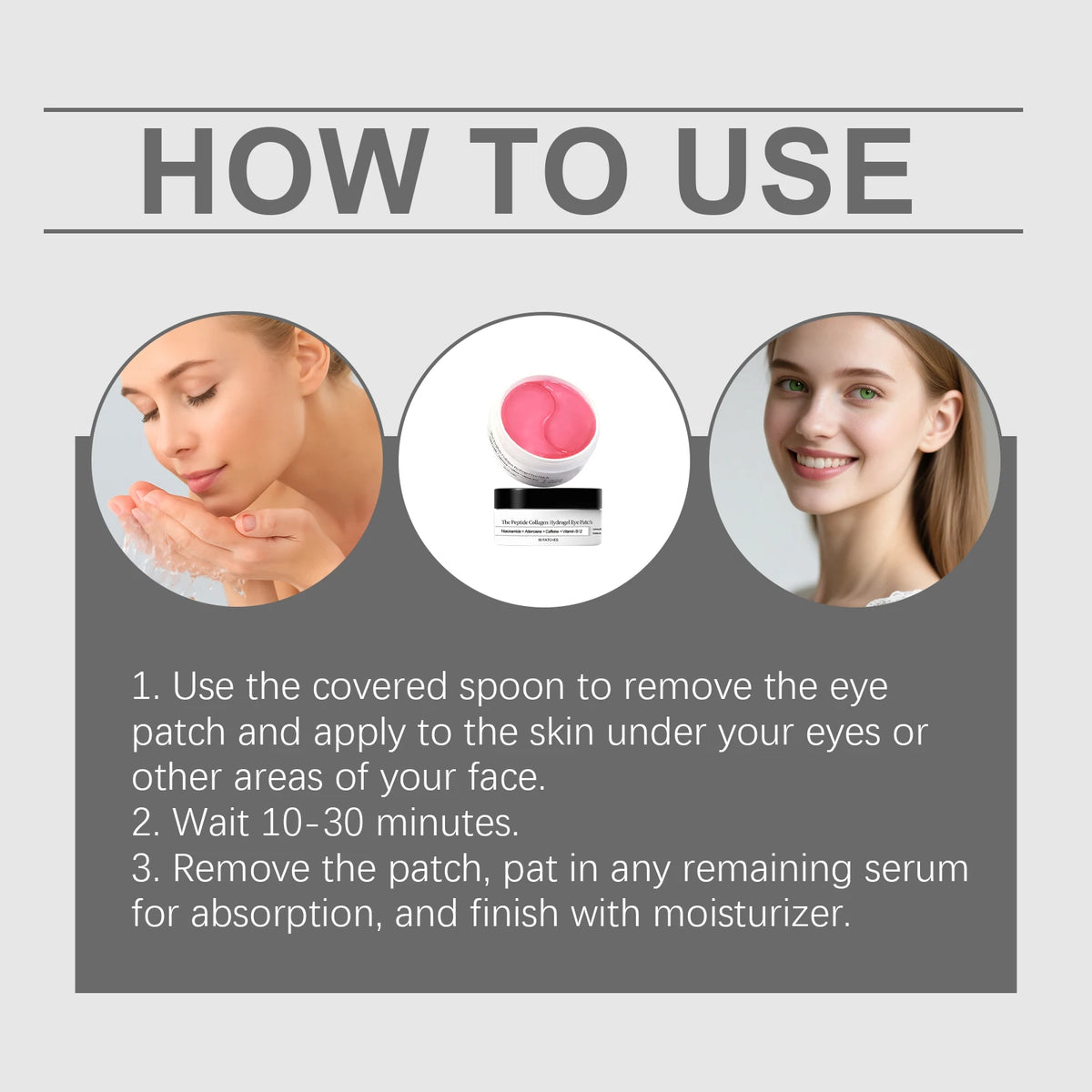Collagen Hydrogel Eye Masks 60pcs | Firming & Brightening Hydrogel Eye Patches QXL