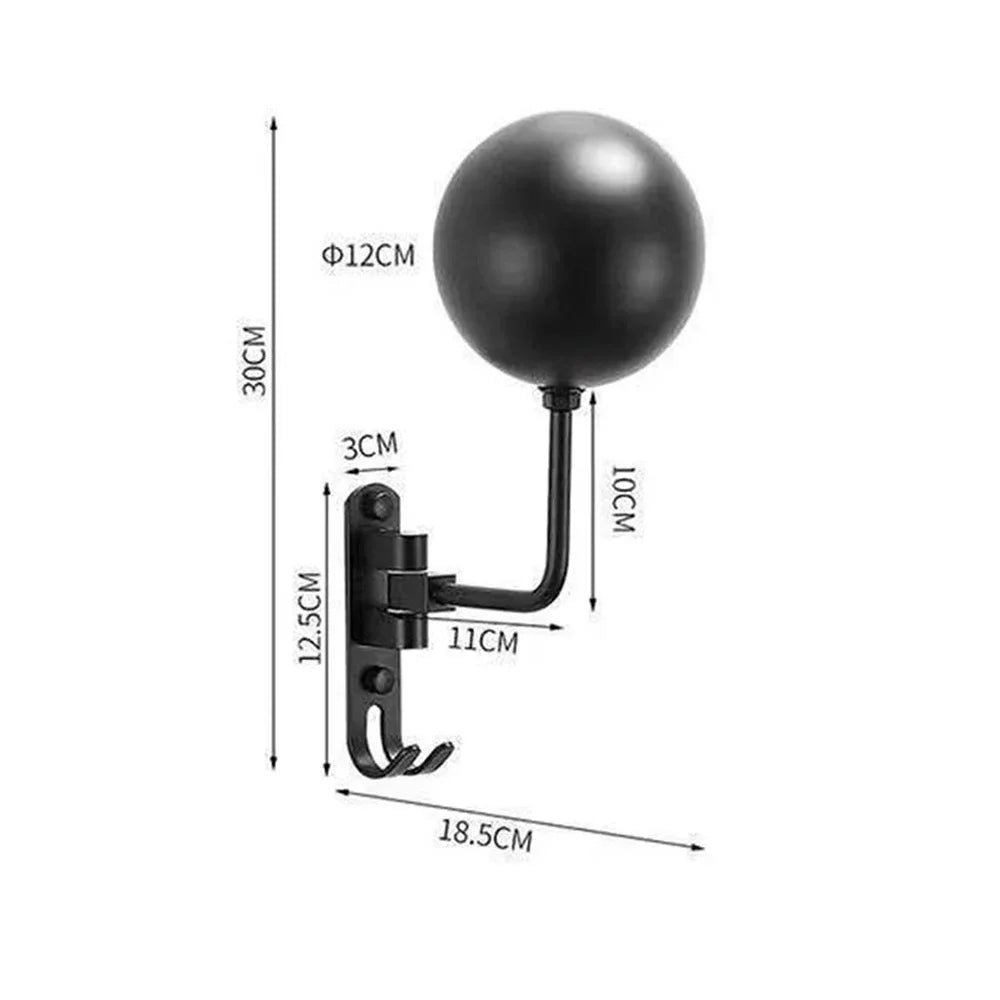 180° Rotating Wall-Mount Helmet Holder | Aluminum & Steel Wall Helmet Rack QXL Black