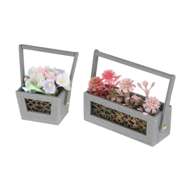 1:12 Scale Miniature Flower Basket | Dollhouse Floral Decor Dollhouse Miniature QXL