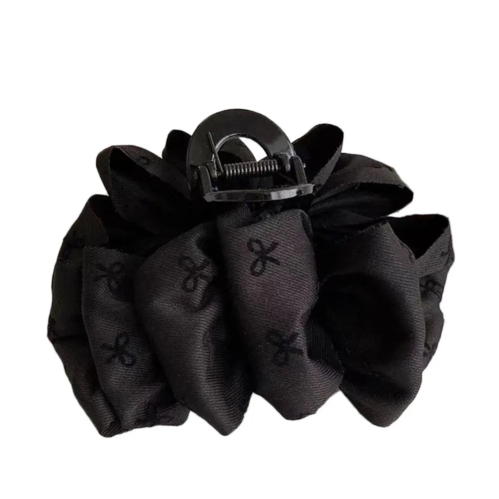 Elegant Bow Hair Claw Clip | Large Satin Bowknot Barrette Bow Hair Claw Clip QXL Black