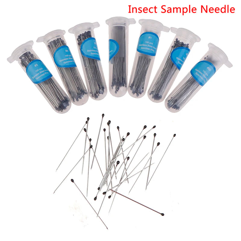 100-Pack Stainless Steel Entomology Insect Pins | 8 Sizes Entomology Insect Pins QXL