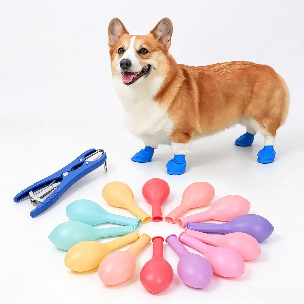 Disposable Dog Balloon Paw Boots with Expander Plier Set Dog Paw Boots QXL