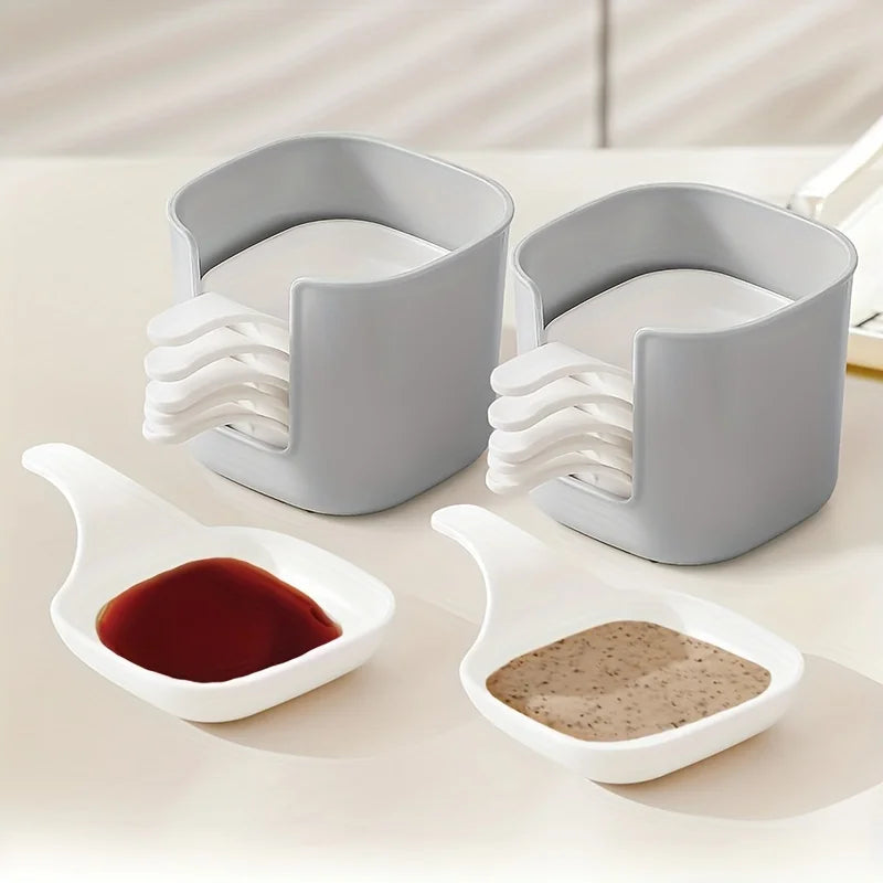 7-Piece Condiment Dish Set | Sauce Bowls & Spoon Rack Condiment Dish Set QXL