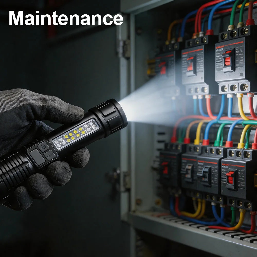 High Power LED Flashlight | Type-C Rechargeable Zoomable Torch LED Rechargeable Flashlight QXL