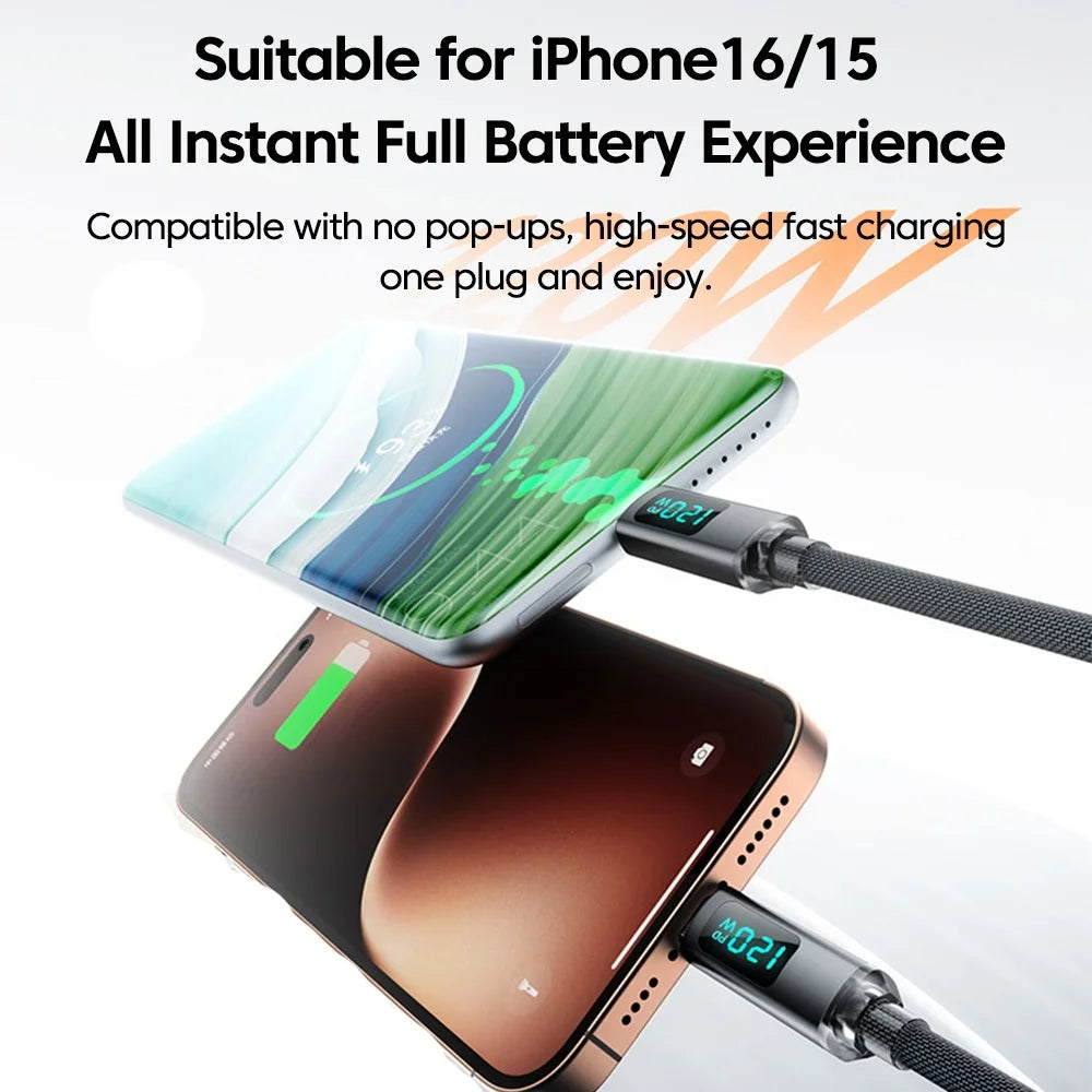 120W Retractable USB-C Fast Charge Spring Car Charger Cable USB-C Charger Cable QXL