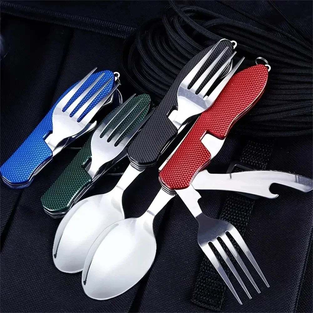 Foldable Camping Utensil Set – Stainless Steel Knife Fork Spoon Camping Utensil Set QXL