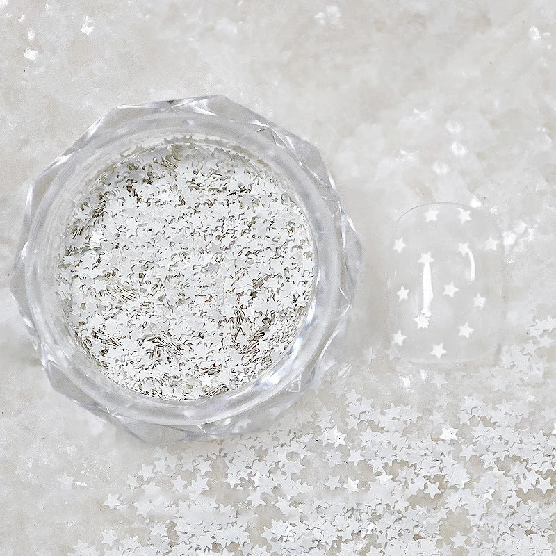 1mm Mini Star Nail Glitter Jar | DIY Nail Art Decoration Nail Art Glitter QXL White