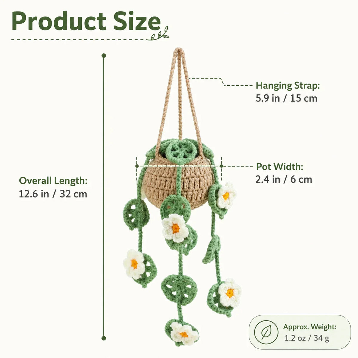 Handmade Crochet Car Hanging Plant Ornament | Boho Decor Car Hanging Ornament QXL