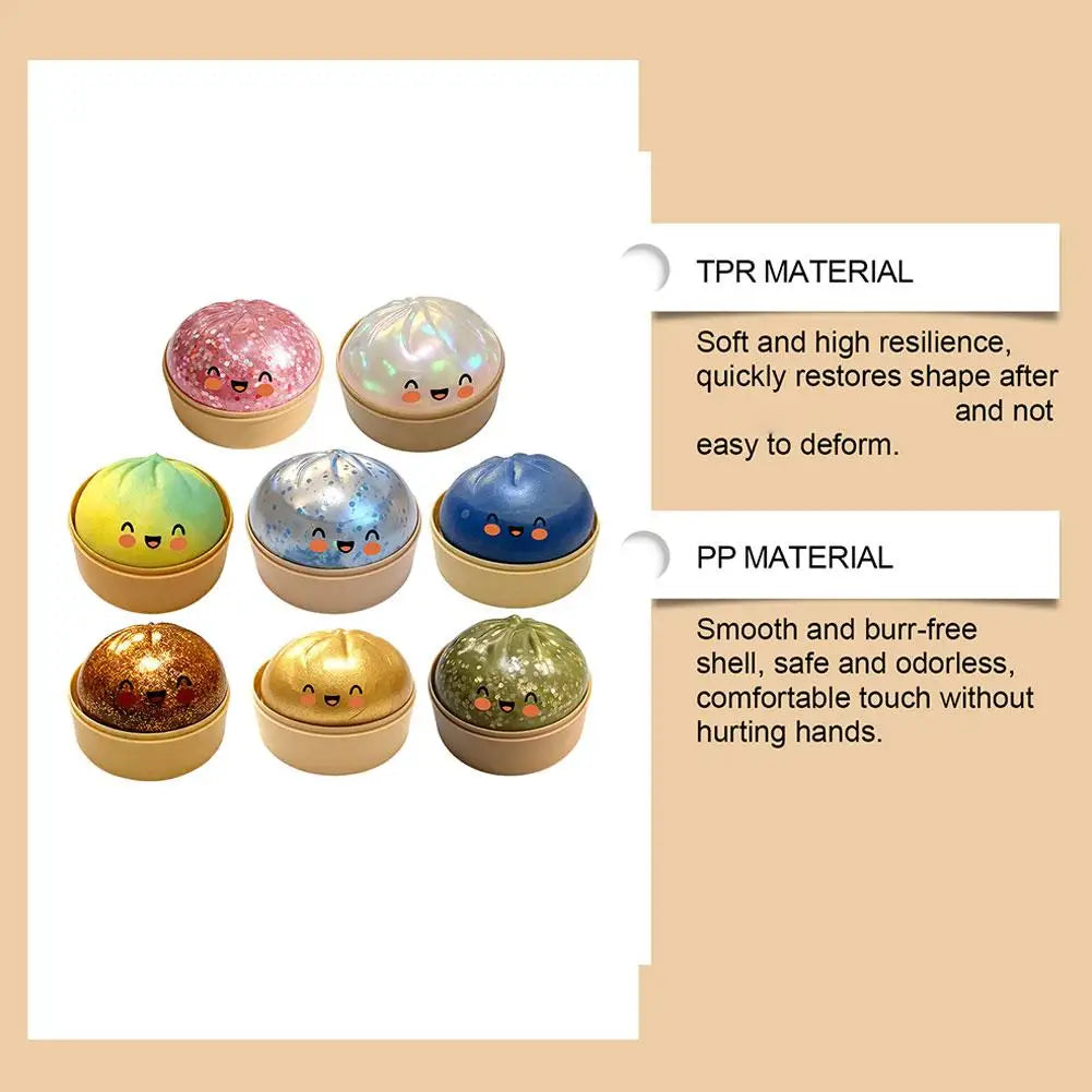 Glitter Dumpling Squishy Toy | Soft TPR Sensory Squeeze Toy Squishy Sensory Toy QXL