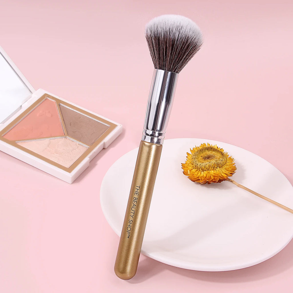 KOSSHOW Dome Powder Makeup Brush | Gold Wood Handle Powder Makeup Brush QXL