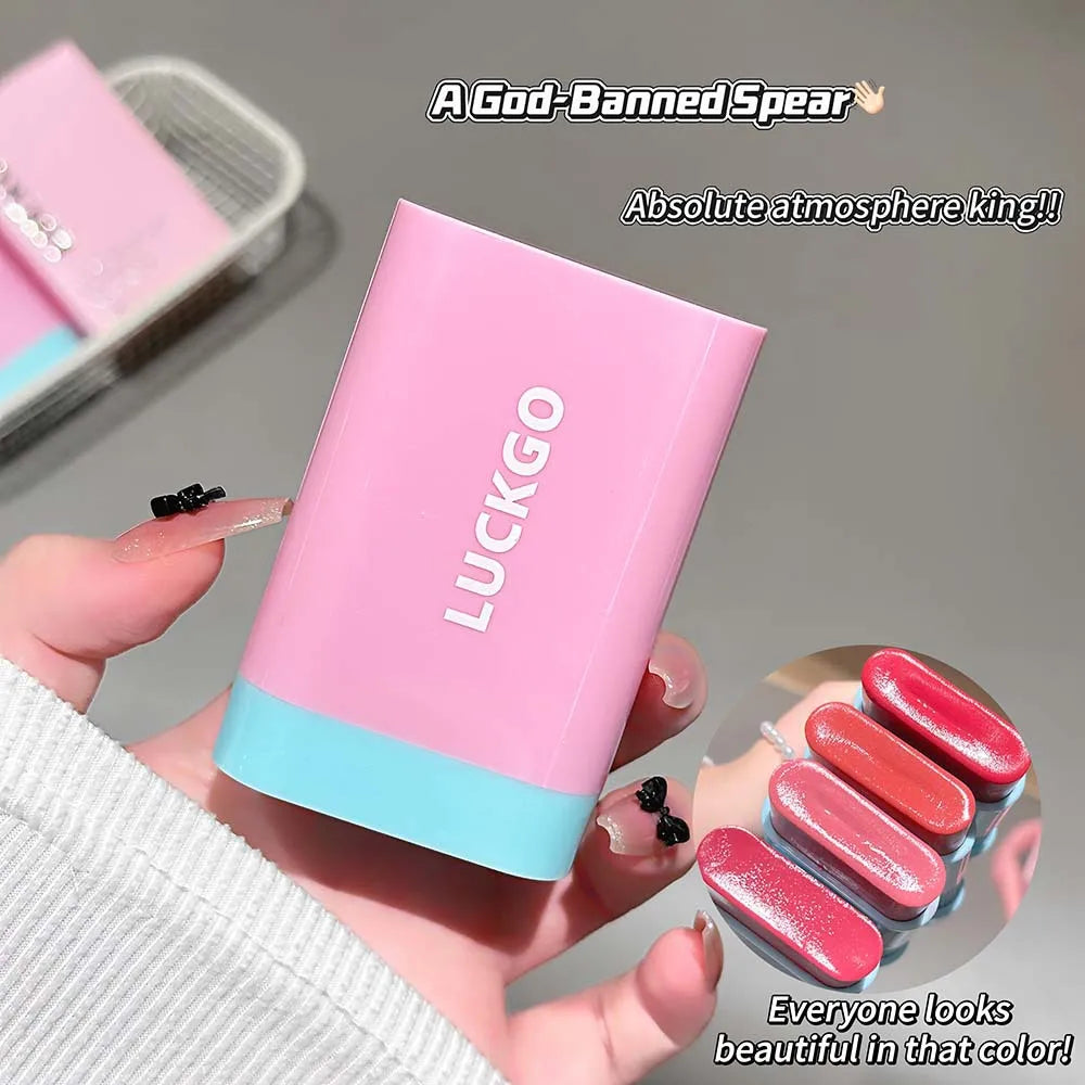 LUCKGO Glazed Watery Blush Stick | Cream Cheek & Lip Tint Cream Blush Stick QXL