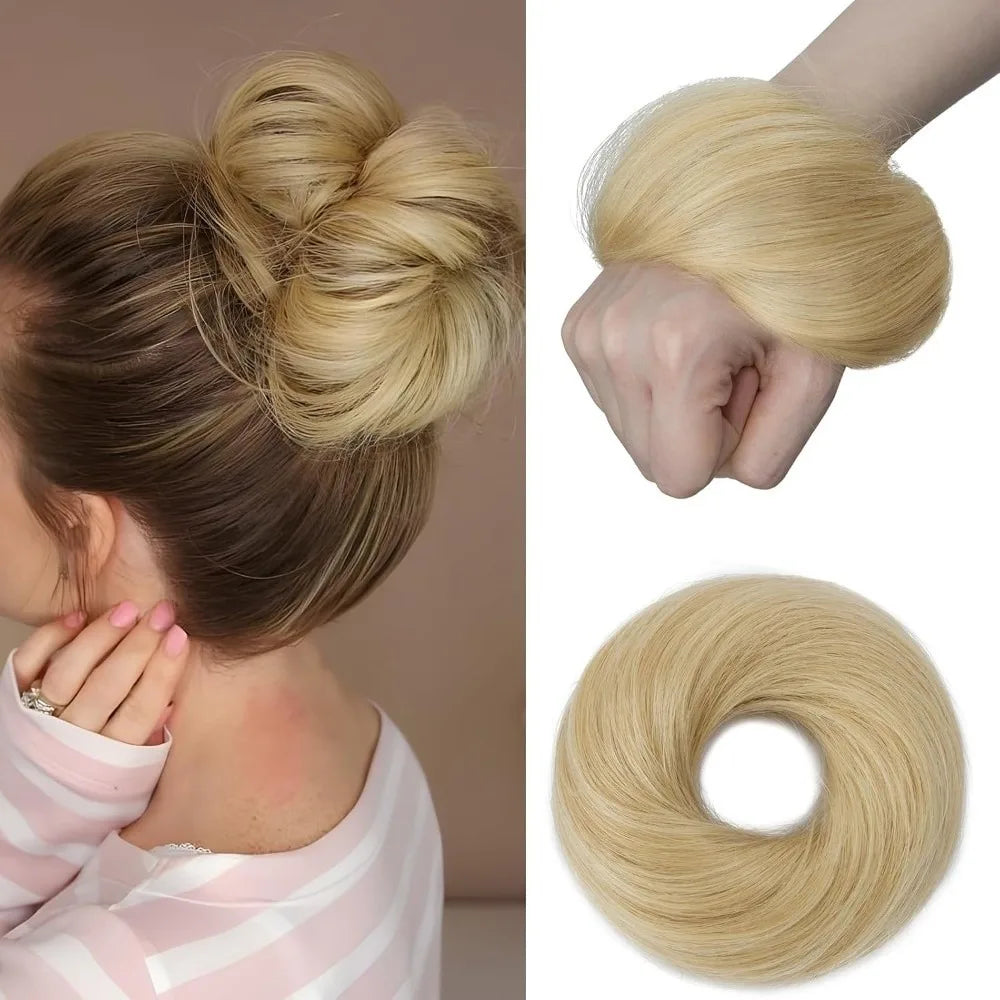 Fluffy Messy Bun Scrunchie | Synthetic Donut Hair Updo Hair Bun Scrunchie QXL