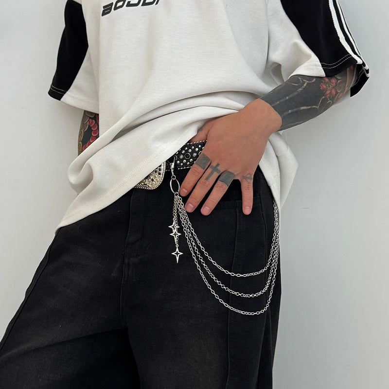Retro Punk Cross Waist Chain | Unisex Hip-Hop Jeans Chain Waist Chain QXL