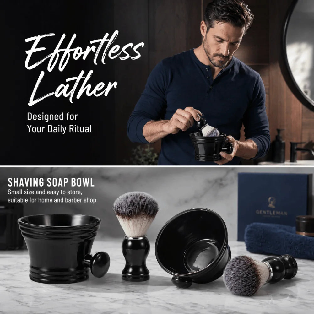 Shaving Brush & Bowl Set | Nylon Bristles, ABS Lather Bowl Shaving Brush Set QXL