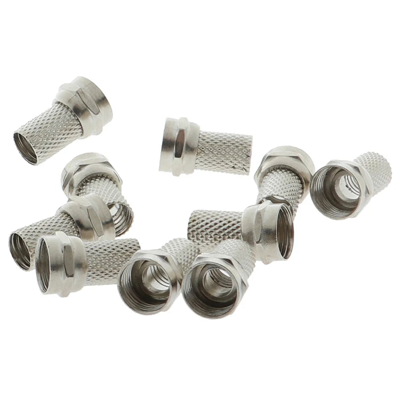 10-Pack Screw-On F Connectors for RG6 Coax Cable | Twist-On Coax Cable Connector QXL