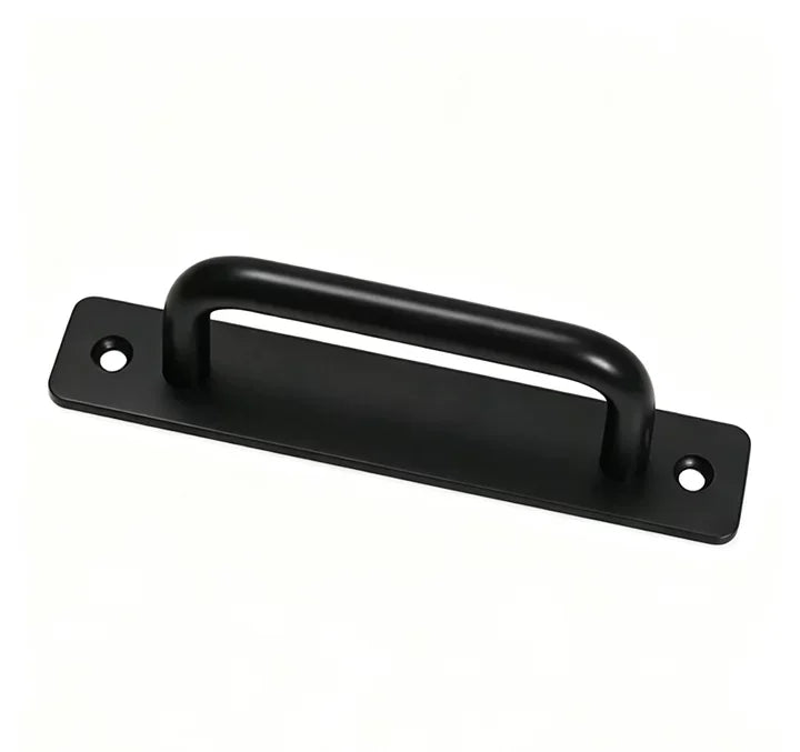 Black Aluminum Alloy Barn Door Pull Handle with Plate Door Pull Handle QXL black