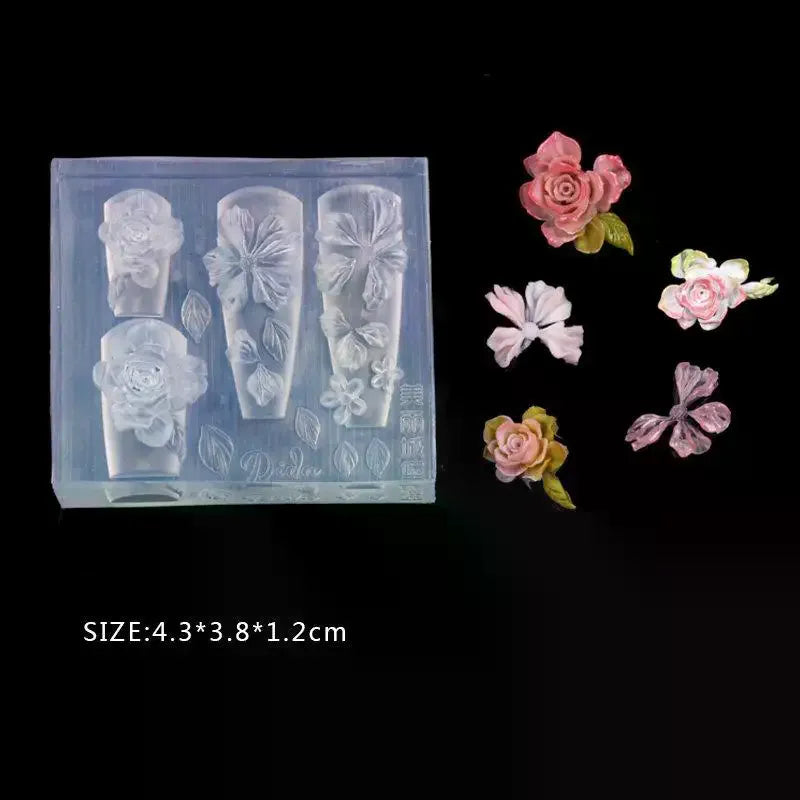 3D Rose Ice Flower Silicone Nail Mold | Resin Carving Mold Silicone Nail Mold QXL