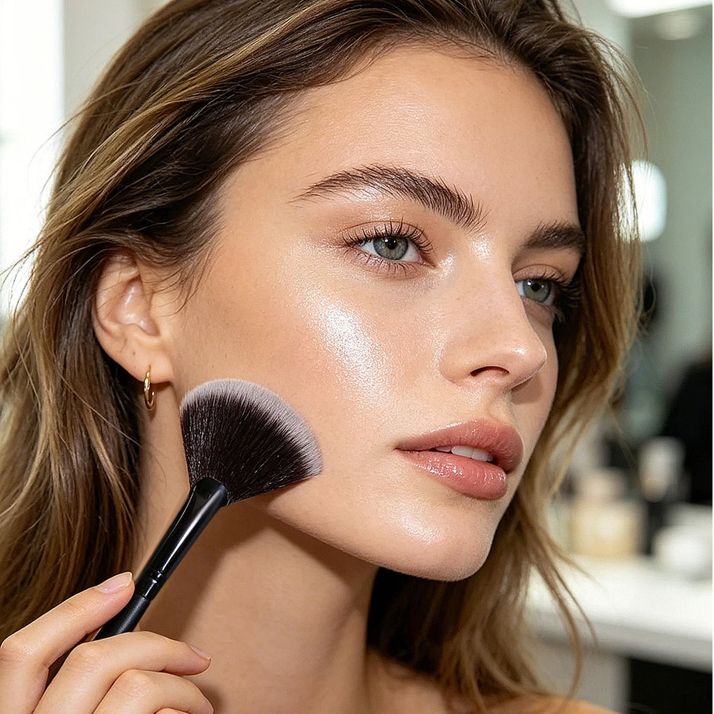 KOSSHOW Fan Highlighter Brush | Contour, Bronzer & Blush Fan Makeup Brush QXL