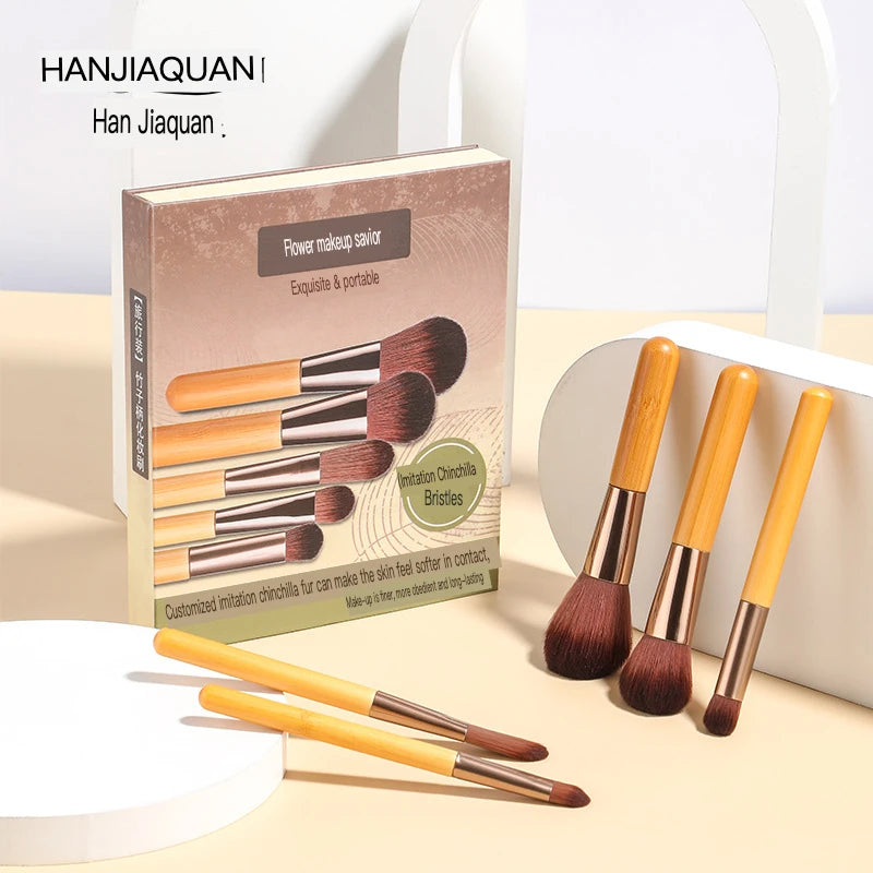 5-Piece Mini Makeup Brush Set | Bamboo Handle, Gift Box Mini Makeup Brush Set QXL