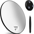 10X Magnifying Makeup Mirror & Tweezers Set – 6" Travel Magnifying Makeup Mirror QXL Black