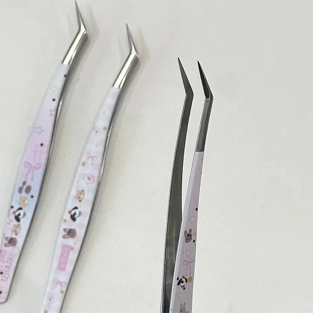 Curved Lash Extension Tweezers | Stainless Steel Cartoon Design Lash Extension Tweezer QXL