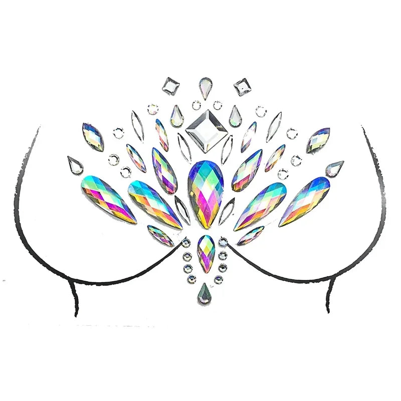 3D Rhinestone Face Jewels & Crystal Body Art Stickers Face Jewel Stickers QXL