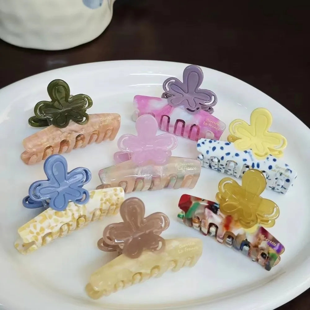 Large Floral Hair Claw Clip | Colorful Acetate Crab Clip Hair Claw Clip QXL