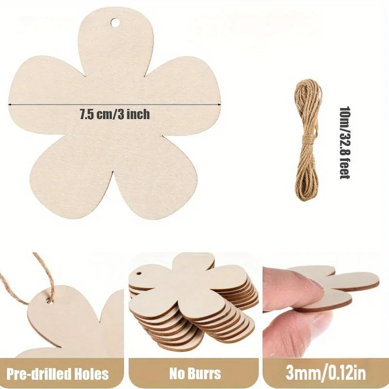 Wooden Flower Shape Set – DIY Crafts, Painting & Decor Wood Craft Cutouts QXL